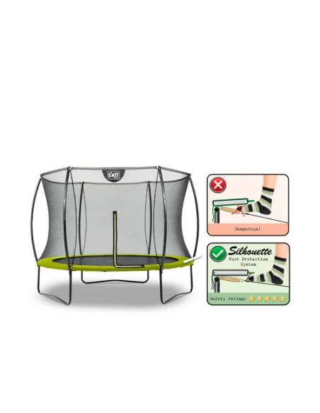 EXIT Silhouette trampoline ø244cm - green Esterno Rotondo Molla elicoidale Trampolino fuori terra