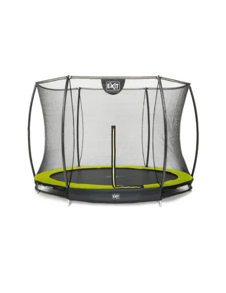 EXIT Silhouette ground trampoline ø244cm with safety net - green Esterno Rotondo Molla elicoidale Trampolino interrato