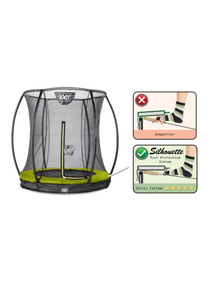 EXIT Silhouette ground trampoline ø183cm with safety net - green Esterno Rotondo Molla elicoidale Trampolino interrato