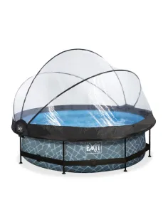 EXIT Stone pool ø300x76cm with dome and filter pump -...