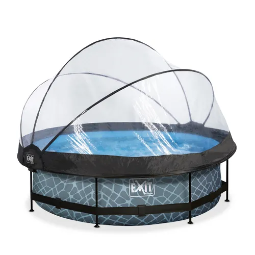 EXIT Stone pool ø300x76cm with dome and filter...
