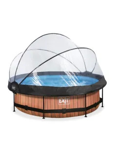 EXIT Wood pool ø300x76cm with dome and filter pump -...