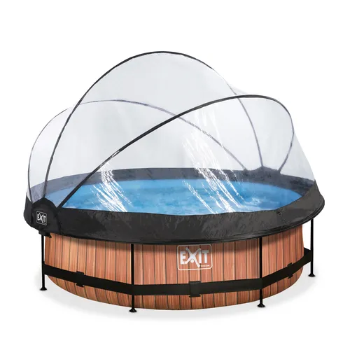 EXIT Wood pool ø300x76cm with dome and filter...
