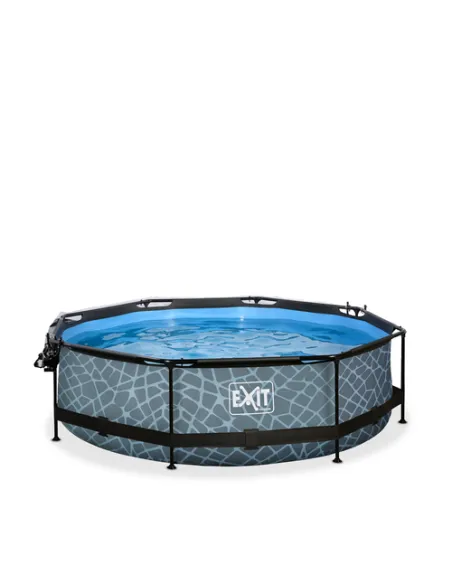 EXIT Stone pool ø300x76cm with dome and filter pump - grey Piscina con bordi Piscina rotonda 4383 L Grigio