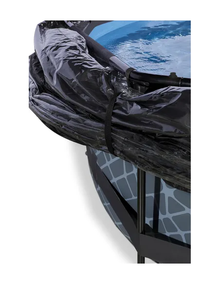 EXIT Stone pool ø300x76cm with dome and filter pump - grey Piscina con bordi Piscina rotonda 4383 L Grigio