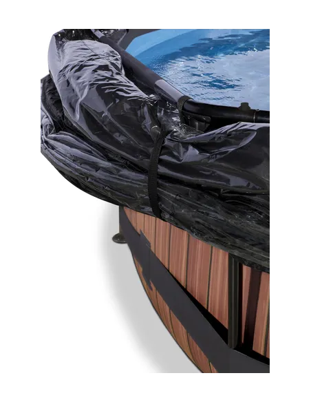 EXIT Wood pool ø300x76cm with dome and filter pump - brown Piscina con bordi Piscina rotonda 4383 L Marrone
