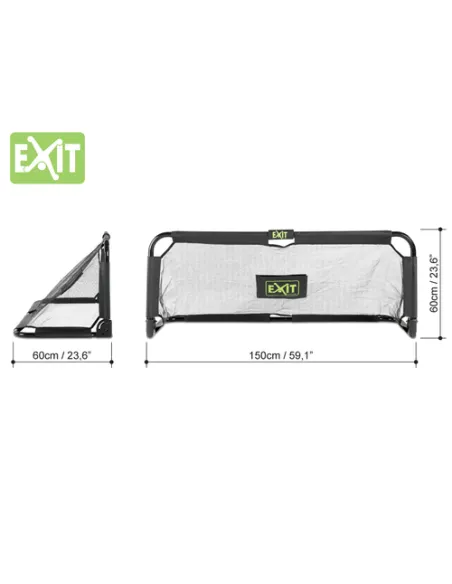EXIT Porta da calcio pieghevole in acciaio  150x60cm  (Set da 2) - Nera