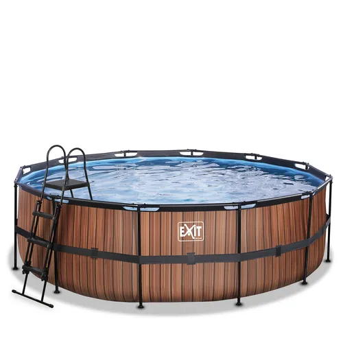 EXIT Piscina "Wood" ø450x122cm con pompa a...