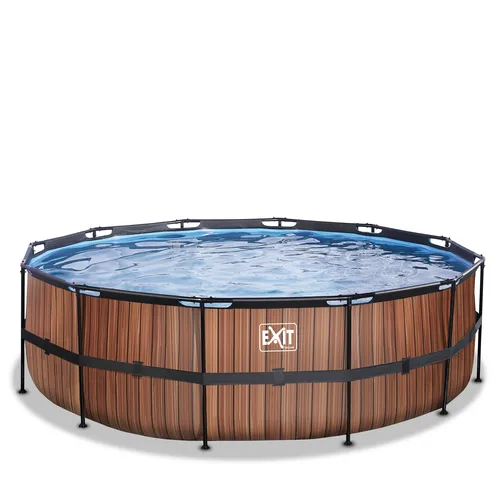 EXIT Piscina "Wood" ø450x122cm con pompa a...