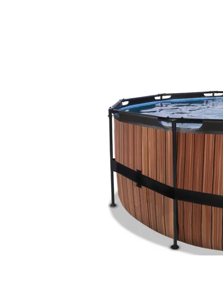 EXIT Piscina "Wood" ø450x122cm con pompa a filtro- Marrone