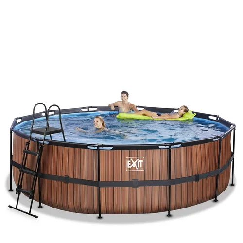 EXIT Piscina "Wood" ø450x122cm con pompa a...