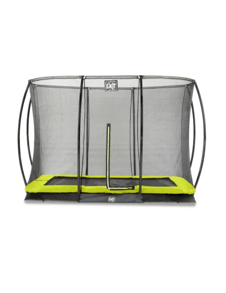 EXIT Silhouette ground trampoline 214x305cm with safety net - green Esterno Rettangolare Molla elicoidale Trampolino interrato