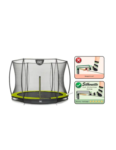 EXIT "Silhouette" trampolino da terra ø305cm con rete di sicurezza - verde