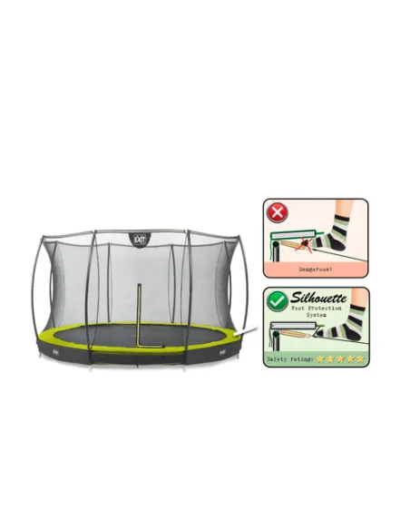 EXIT Silhouette ground trampoline ø366cm with safety net - green Esterno Rotondo Molla elicoidale Trampolino interrato