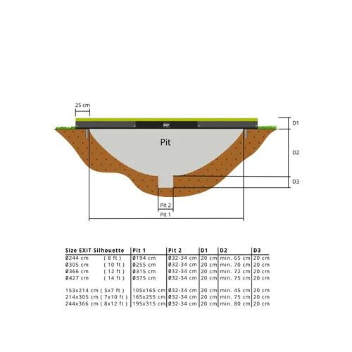 EXIT Silhouette ground trampoline ø366cm with...