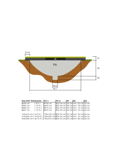 EXIT Silhouette ground trampoline ø366cm with safety net - green Esterno Rotondo Molla elicoidale Trampolino interrato