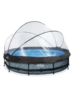 EXIT Stone pool ø360x76cm with dome and filter pump -...