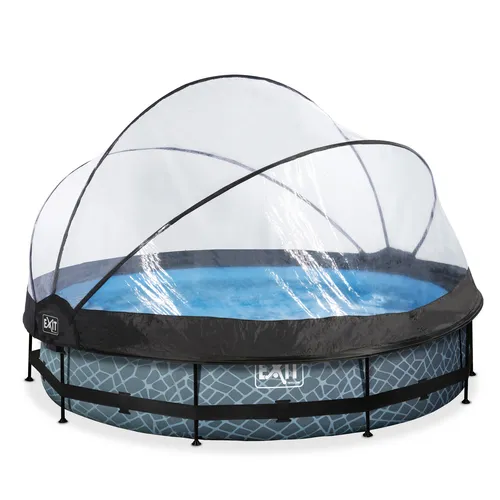 EXIT Stone pool ø360x76cm with dome and filter...