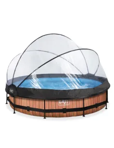 EXIT Wood pool ø360x76cm with dome and filter pump -...