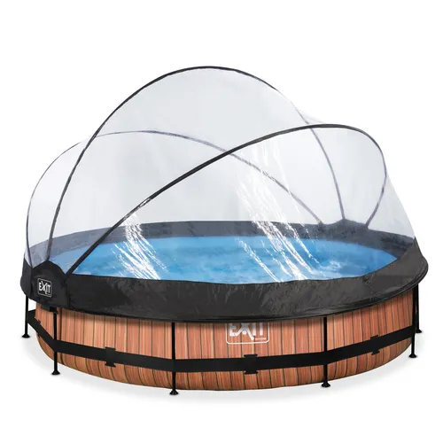 EXIT Wood pool ø360x76cm with dome and filter...