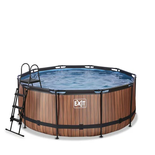 EXIT Piscina "Wood" ø360x122cm con pompa a...
