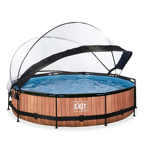 EXIT Wood pool ø360x76cm with dome and filter...