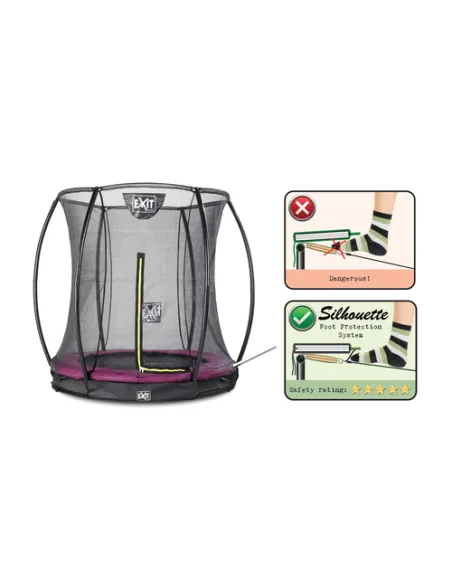 EXIT Silhouette inground trampoline ø183cm with safety net - pink Esterno Rotondo Molla elicoidale Trampolino interrato