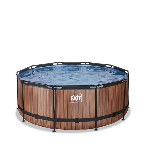 EXIT Piscina "Wood" ø360x122cm con pompa a...