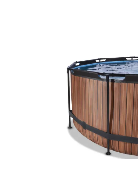 EXIT Piscina "Wood" ø360x122cm con pompa a filtro - Marrone