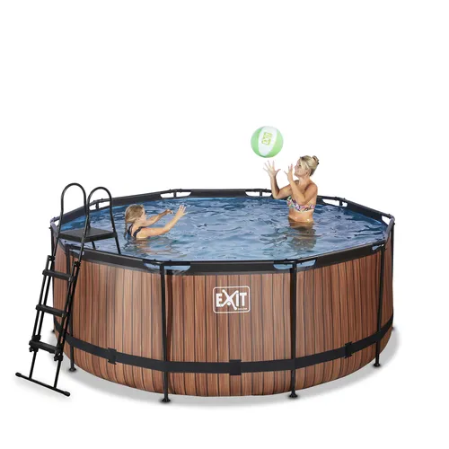 EXIT Piscina "Wood" ø360x122cm con pompa a...