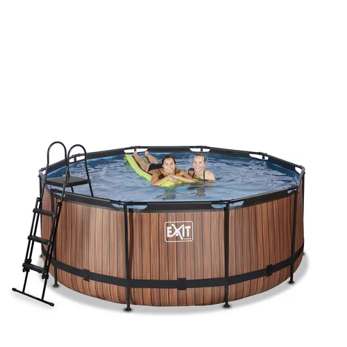 EXIT Piscina "Wood" ø360x122cm con pompa a...