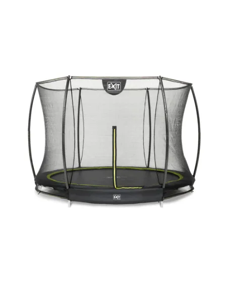 EXIT Silhouette ground trampoline ø244cm with safety net - black Esterno Rotondo Molla elicoidale Trampolino interrato