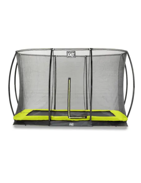EXIT Silhouette ground trampoline 244x366cm with safety net - green Esterno Rettangolare Molla elicoidale Trampolino interrato