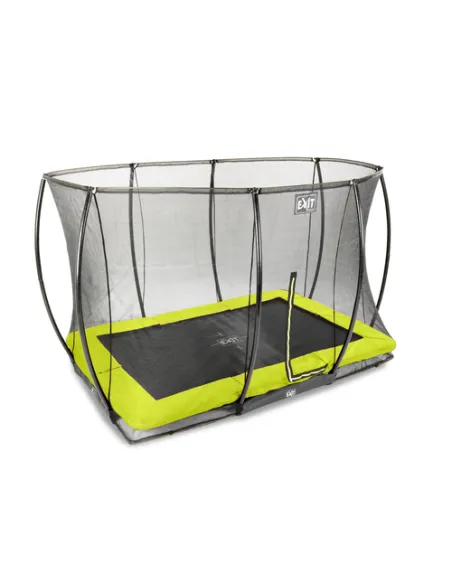 EXIT Silhouette ground trampoline 244x366cm with safety net - green Esterno Rettangolare Molla elicoidale Trampolino interrato