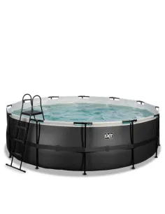 EXIT Black Leather pool ø450x122cm with filter pump -...
