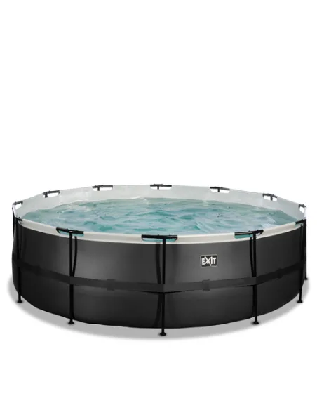 EXIT Black Leather pool ø450x122cm with filter pump - black Piscina con bordi Piscina rotonda 15233 L Nero