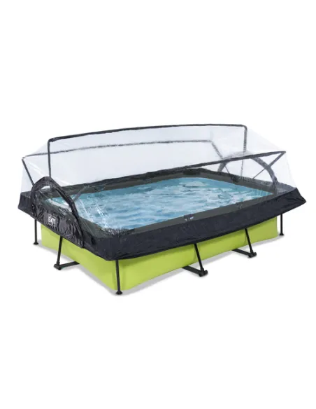 EXIT Lime pool 300x200x65cm with dome and filter pump - green Piscina con bordi Piscina rettangolare 3700 L Verde