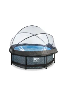 EXIT Stone pool ø244x76cm with dome and filter pump -...