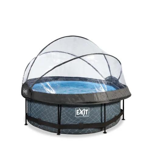 EXIT Piscina "Stone" ø244x76cm con pompa a...