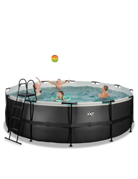 EXIT Black Leather pool ø450x122cm with filter pump - black Piscina con bordi Piscina rotonda 15233 L Nero