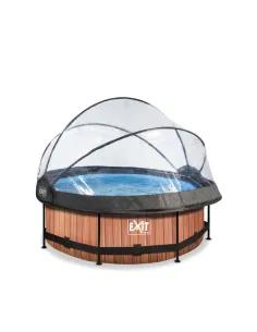 EXIT Wood pool ø244x76cm with dome and filter pump -...