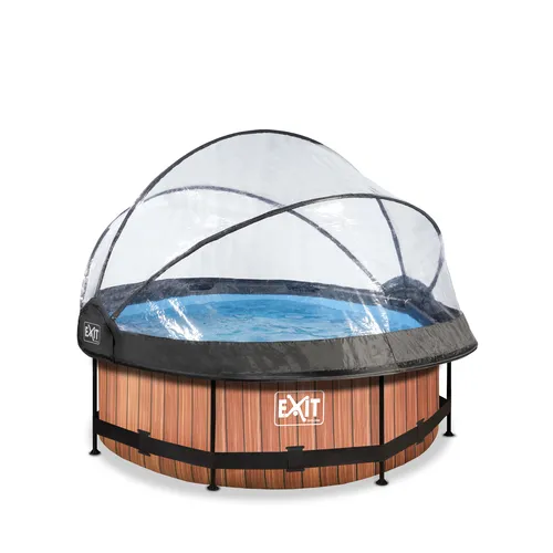 EXIT Wood pool ø244x76cm with dome and filter...