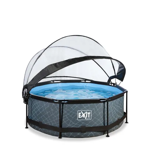 EXIT Piscina "Stone" ø244x76cm con pompa a...