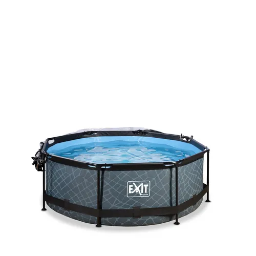 EXIT Piscina "Stone" ø244x76cm con pompa a...