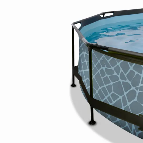 EXIT Piscina "Stone" ø244x76cm con pompa a...