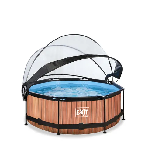 EXIT Wood pool ø244x76cm with dome and filter...