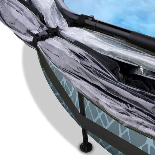 EXIT Piscina "Stone" ø244x76cm con pompa a...
