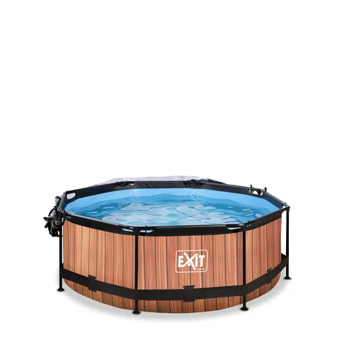 EXIT Wood pool ø244x76cm with dome and filter...