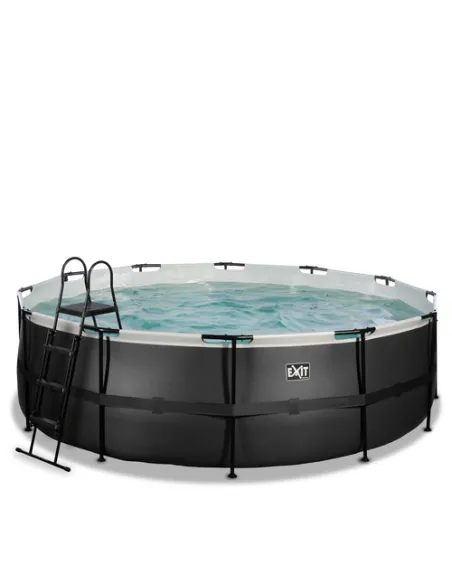 EXIT Black Leather pool ø450x122cm with sand filter pump - grey Piscina con bordi Piscina rotonda 15233 L Nero
