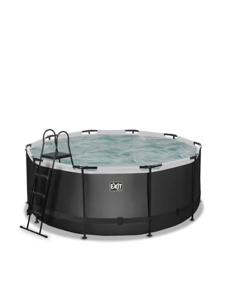 EXIT Black Leather pool ø360x122cm with sand filter pump - black Piscina con bordi Piscina rotonda 10126 L Nero